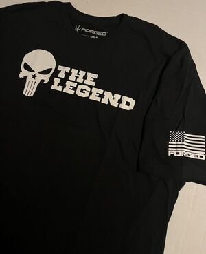 NEW Forged Punisher Legend Logo Black T-Shirt 2XL Military Flag CrossFit NWOT